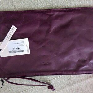 m0851 Soft Leather Bag Pouchette Plate Clutch Wristlet